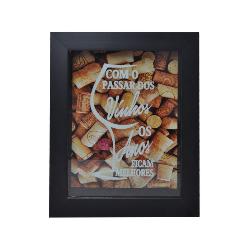 Quadro Porta Rolha Decorativo com o Passar dos Vinhos Mdf Madeira