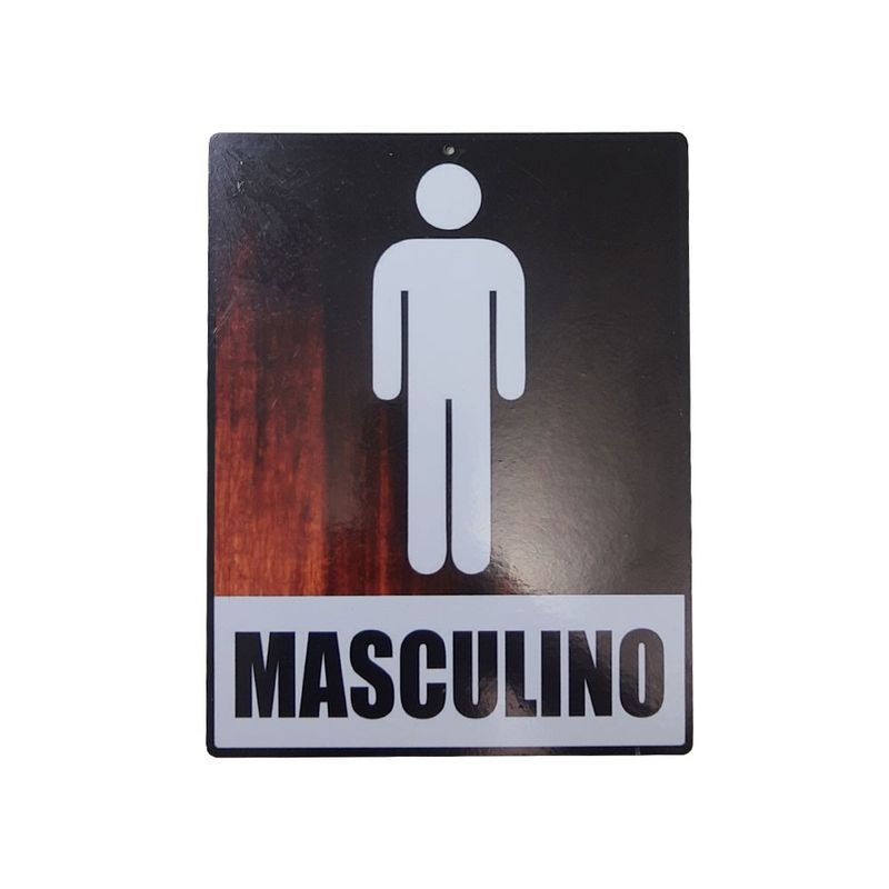 Placa Banheiro Masculino 21,5x17 Mdf Madeira