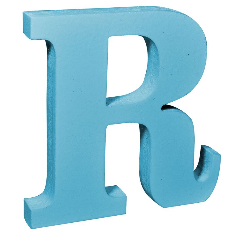 Letra R 15mm por 18cm de Altura Mdf Madeira Pintado AZUL BEBÊ