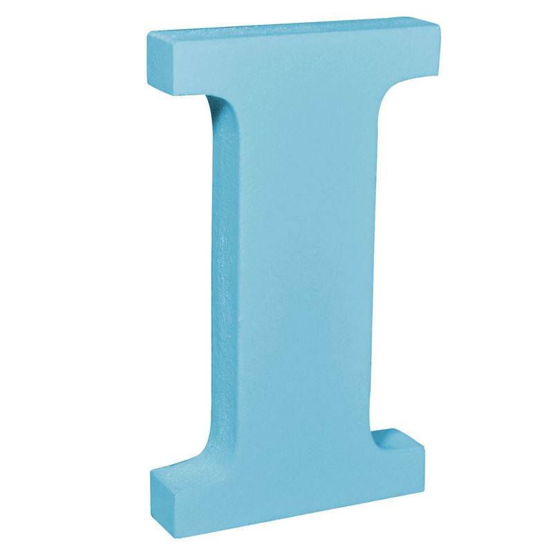Letra I 15mm por 18cm de Altura Mdf Madeira Pintado AZUL BEBÊ