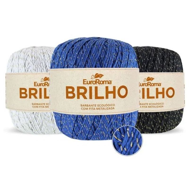 Barbante Brilho Ouro 400g N°6 4/6 Fios 406m Euroroma AZUL ROYAL