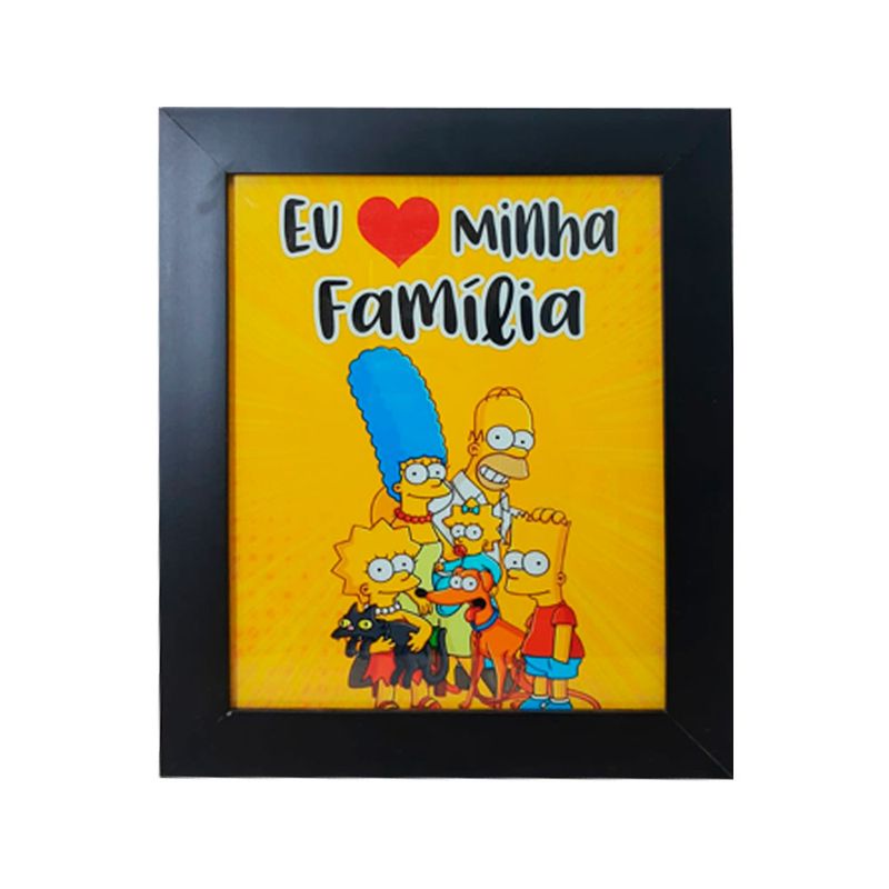 Quadro Decorativo Eu Amo Minha Familia com Moldura e Vidro Mdf Adesivado