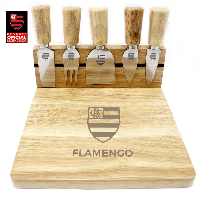 Kit Queijo Aperitivo Bambu 6 Peças Oficial Flamengo