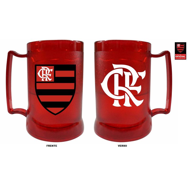 Caneca com Gel Congelante Vermelha Oficial Escudo Crf Flamengo