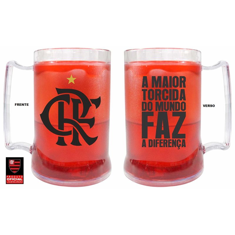 Caneca com Gel Congelante Vermelha Oficial a Maior Torcida Flamengo