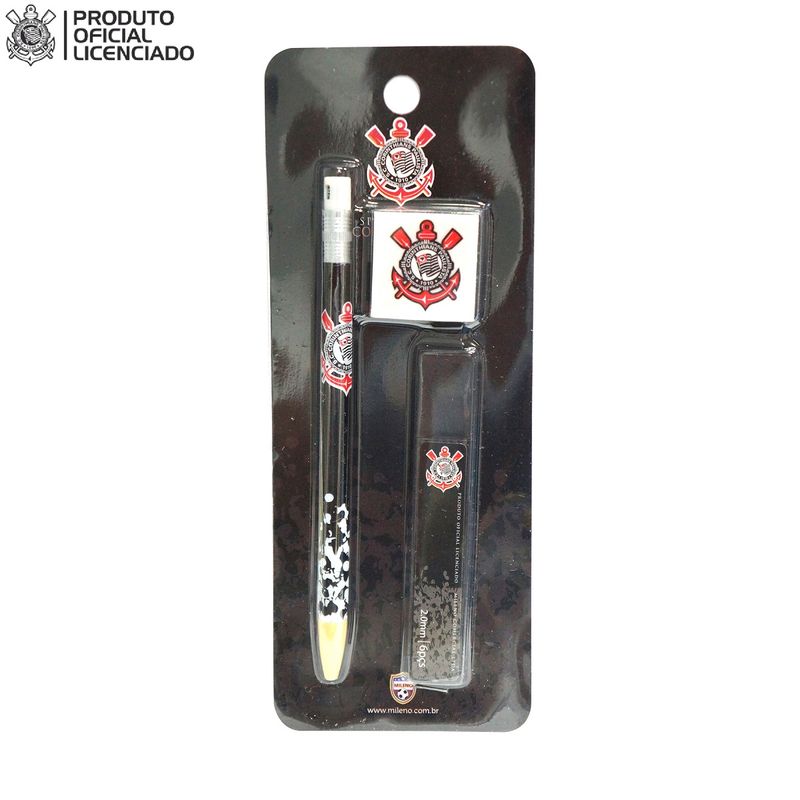 Jogo com Lapiseira, Borracha e Grafite Oficial Licenciado Corinthians