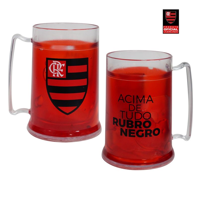 Mini Caneca com Gel Congelante Vermelha Oficial 300ml Rubro Negro Flamengo