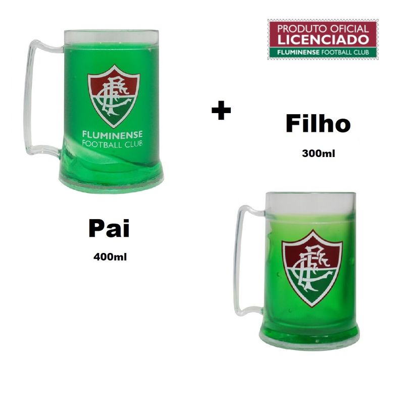 Kit 2 Caneca Oficial com Gel Congelante Verde Pai e Filho Fluminense