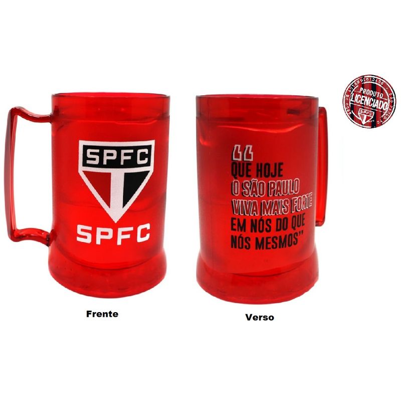 Caneca Oficial e Licenciada com Gel Congelante Vermelho Viva Mais Forte São Paulo