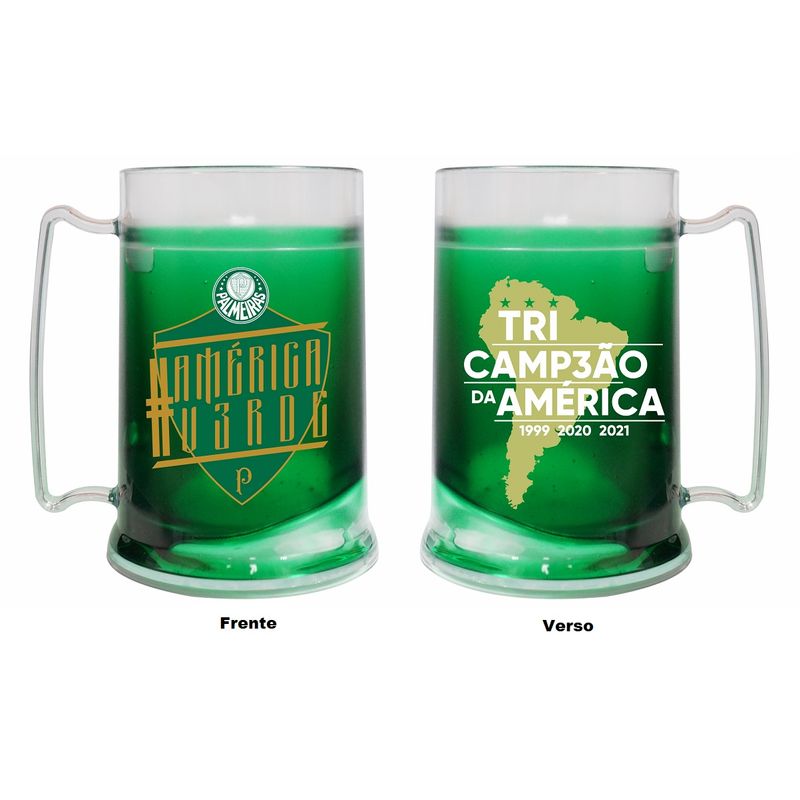Mini Caneca Oficial Licenciada com Gel Congelante Verde 300ml Tricamp America Palmeiras