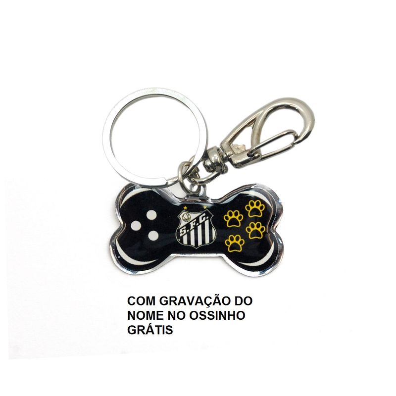 Chaveiro Oficial com Mosquetão Ossinho + Gravação Santos