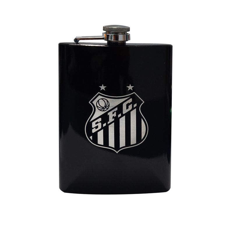 Cantil Inox Bebida 220ml Preto Oficial Licenciado Santos