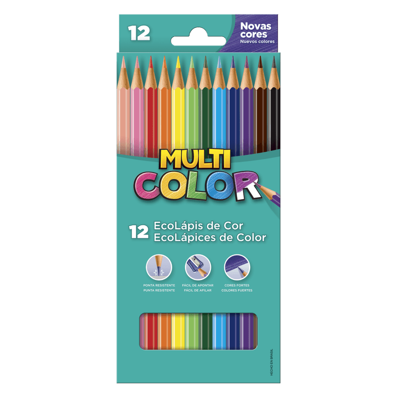 Lápis de Cor Multicolor 12 Cores Ecolápis Faber Castell