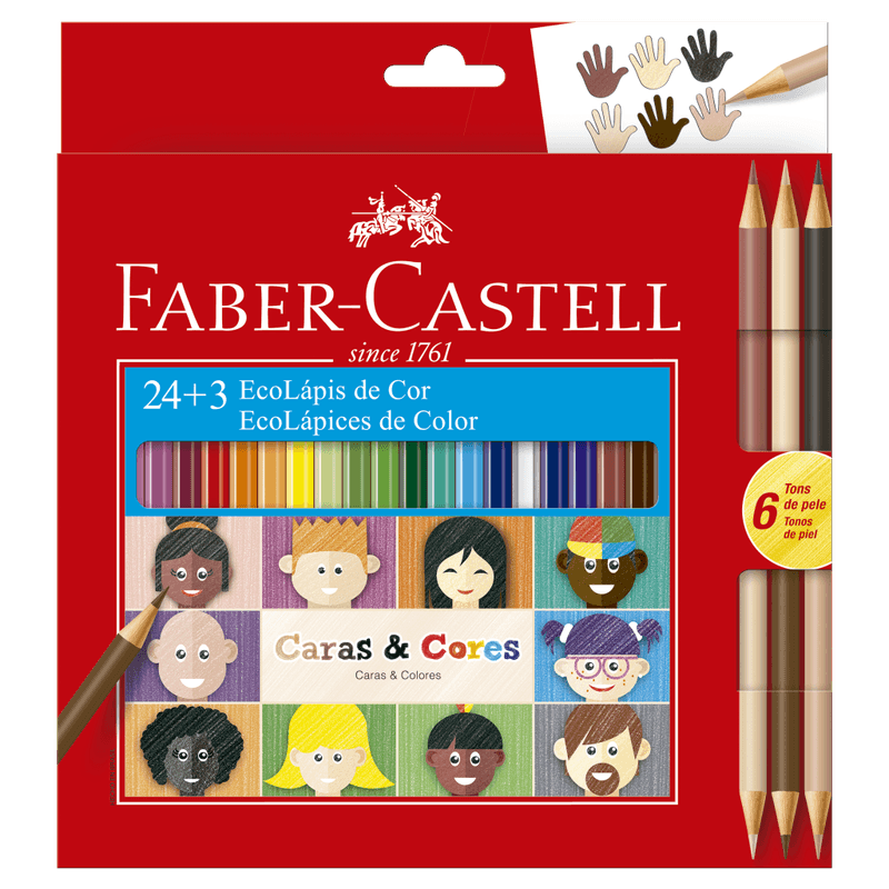 Lápis de Cor Ecolápis Caras & Cores 24+6 Tons de Pele Faber Castell