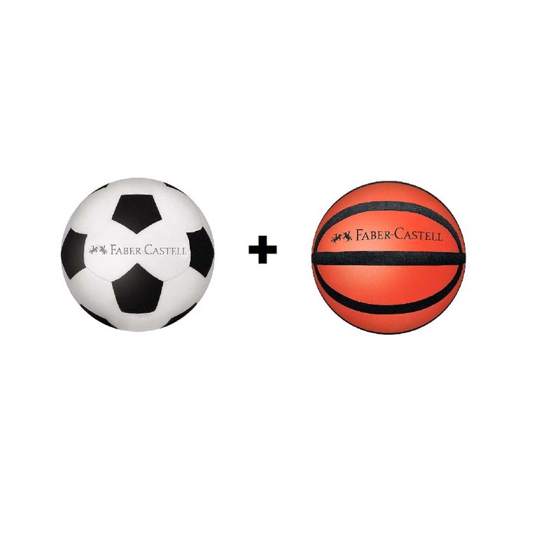 Kit 2 Borracha 1 Bola de Futebol e 1 Basquete Faber Castell