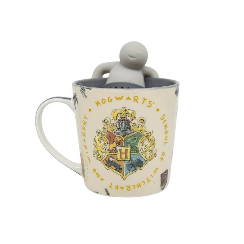 Caneca com Infusor Chá 350ml Hogwarts Icones Original Cerâmica