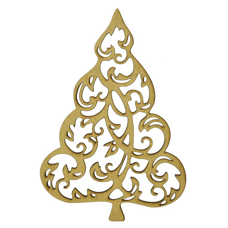 Aplique Decorativo Árvore de Natal M 25,5x17,8 Mdf Madeira