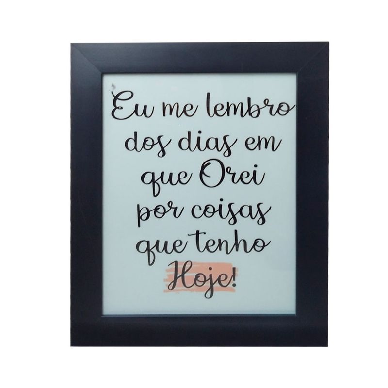 Quadro Decor Eu Me Lembro com Moldura e Vidro Mdf Adesivado