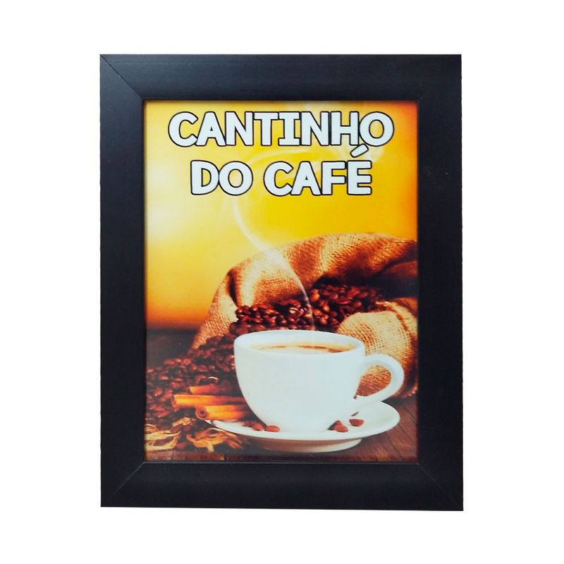 Quadro Decorativo Cantinho do Café com Moldura e Vidro Mdf Adesivado