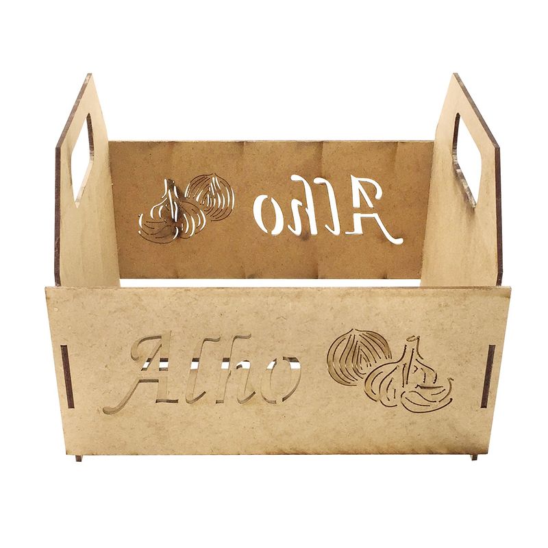 Cesto Porta Alho Decoração Enfeite 20x17x15 Mdf Madeira