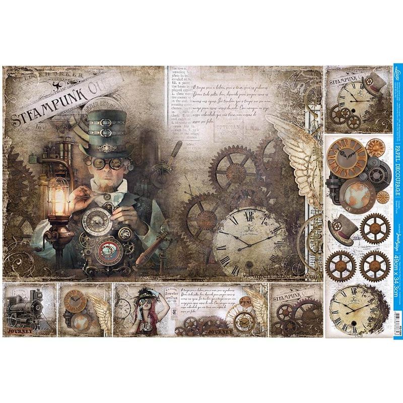 Papel Decoupage Steampunk Pd-1064 34,3x49 Litoarte