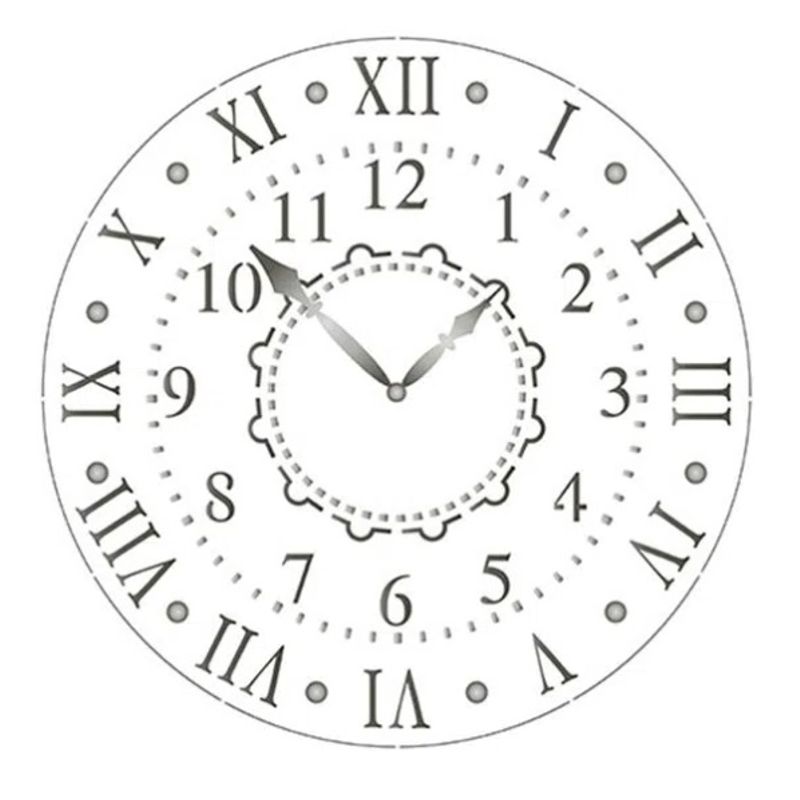 Stencil Pintura Especial Relógio Romano 30x30 Stqg-018 Litoarte
