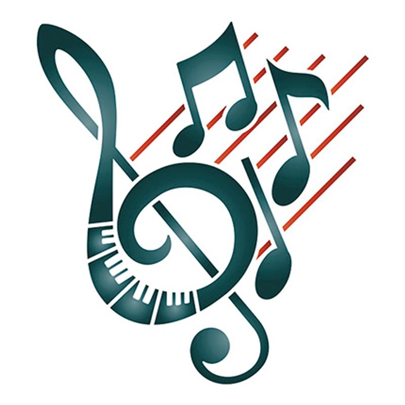 Stencil Especial Pintura Clave de Sol e Partitura 10x10 Stx-353 - Litoarte