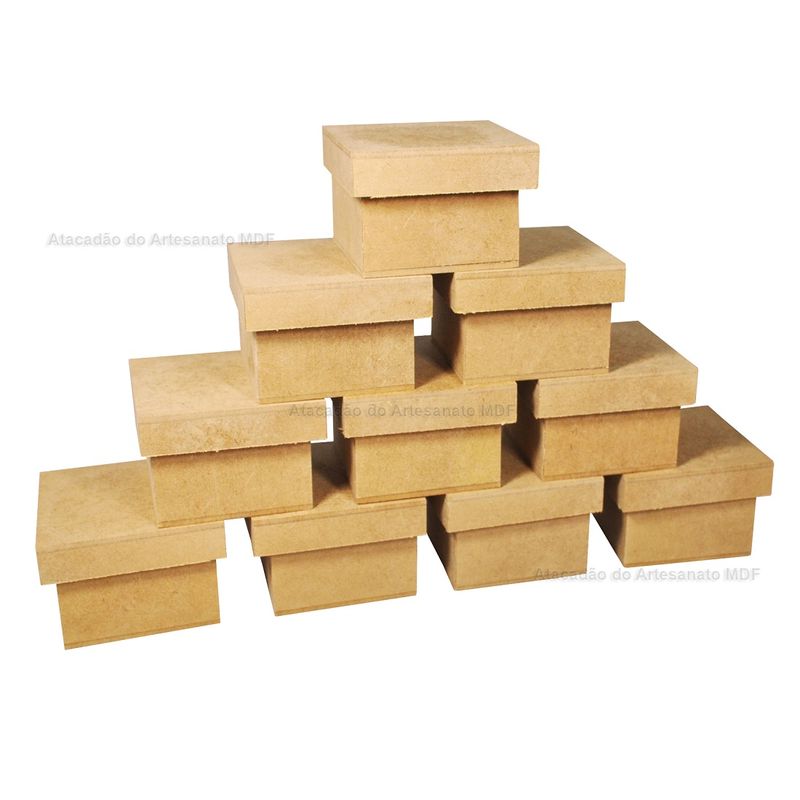 Kit 10 Caixa Quadrada Tampa Sapato 7x7x5 Mdf Madeira