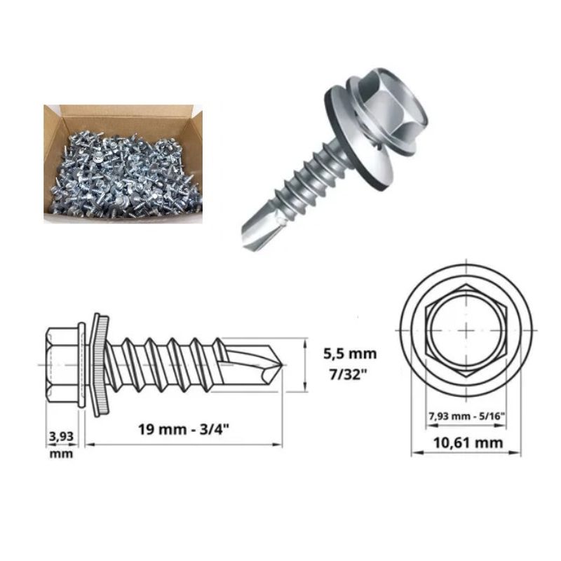 Caixa 10 Parafuso Auto Brocante Sextavado com Arruela 12 X 3/4 Jomarca