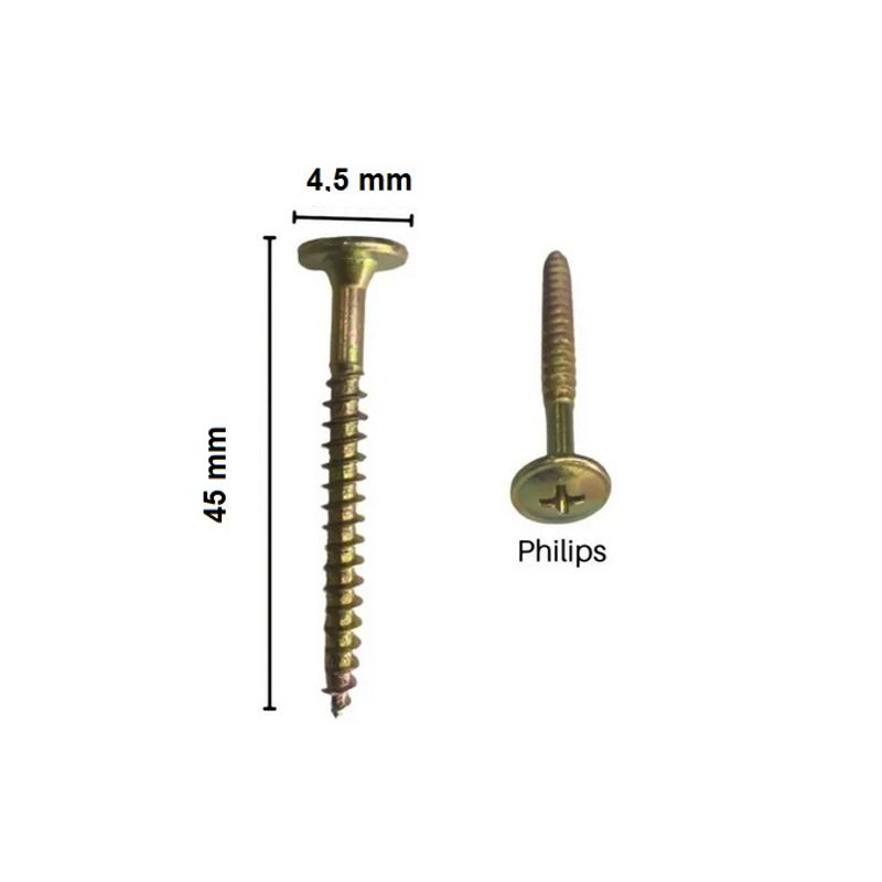 Parafuso Chipboard Cabeça Chata Madeira 4,5x45mm Bicromat Jomarca