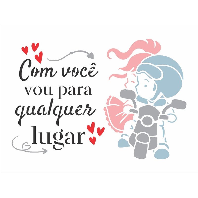 Stencil Pintura Amor - Frase com Você 3259 15x20 Opa
