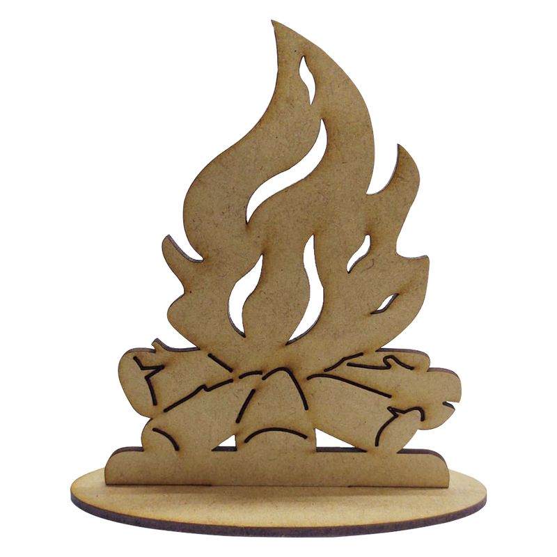 Kit 10 Enfeite de Mesa Fogueira São João para Decoração 12x12,5 Mdf Madeira
