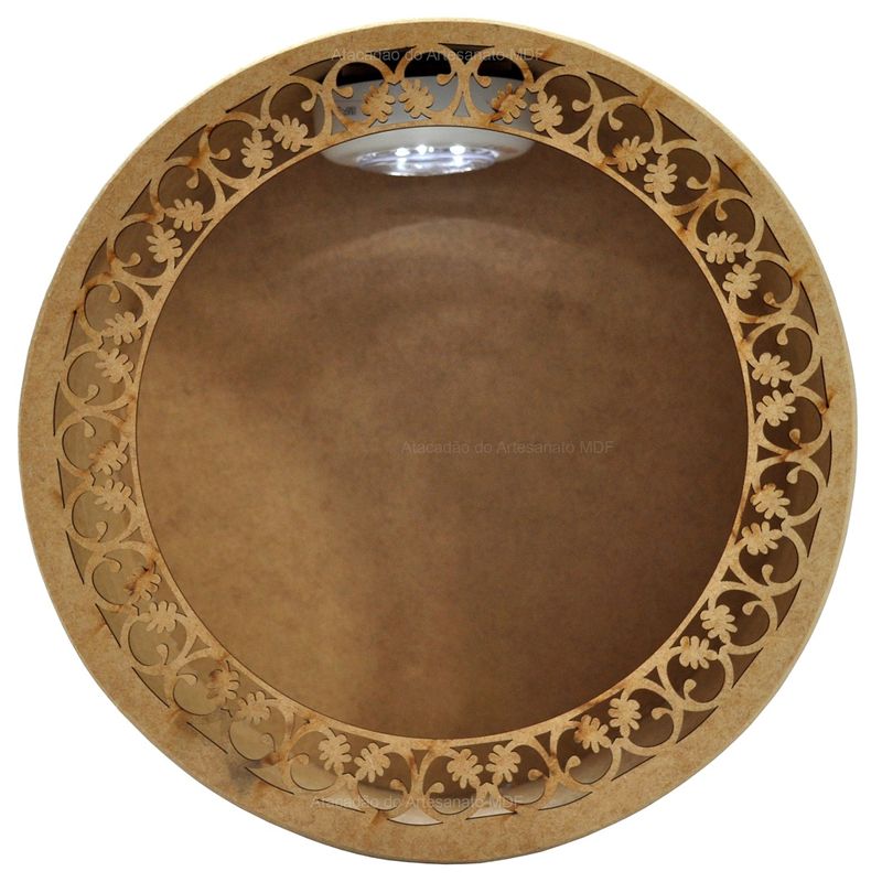 Nicho Redondo Arabesco com Led 23x12 Mdf Madeira