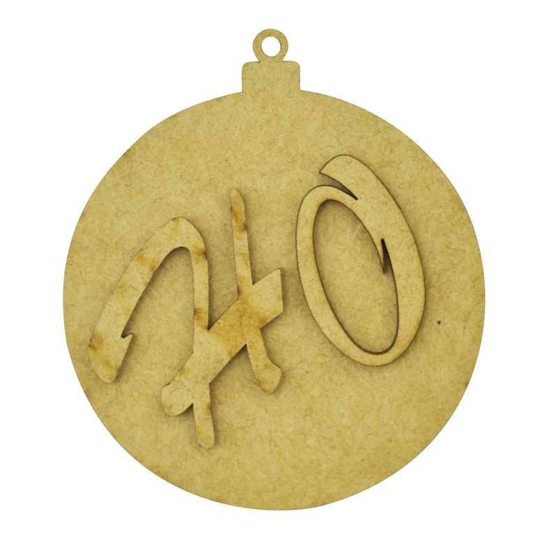 Aplique Bola de Natal Lisa Ho 8,7cm Mdf Madeira