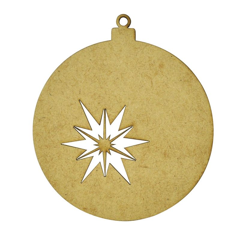 Pacote 10 Aplique Bola de Natal Estrela Cadente 8,7cm Mdf Madeira