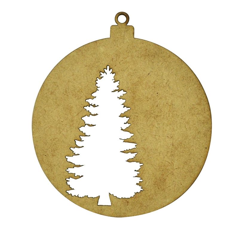 Aplique Bola de Natal Pinheiro 8,7cm Mdf Madeira