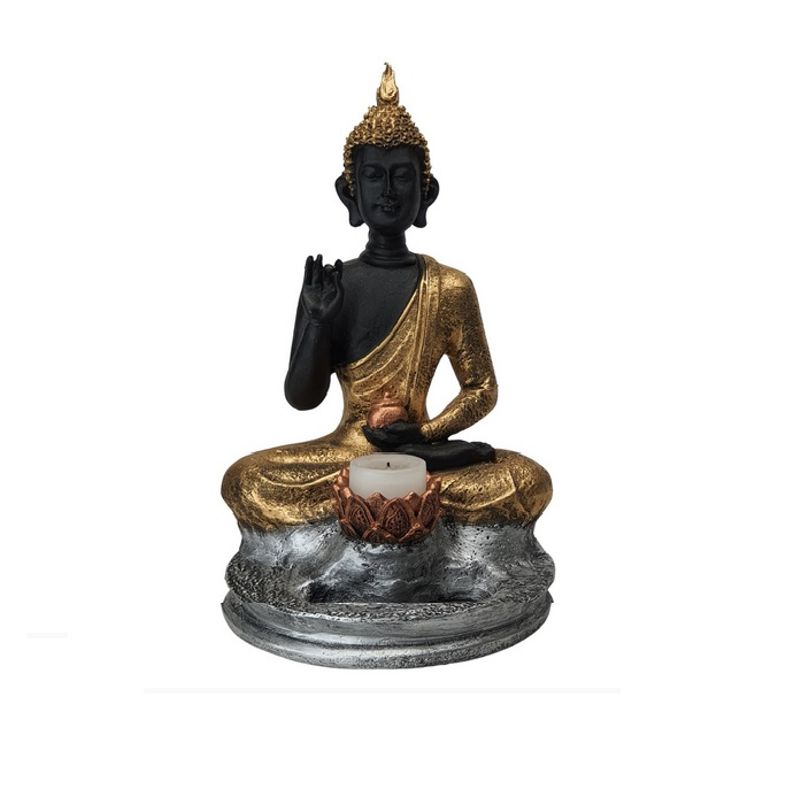 Incensário Buda Hindu com Base Redonda Altíssima Qualidade Resina Decorada