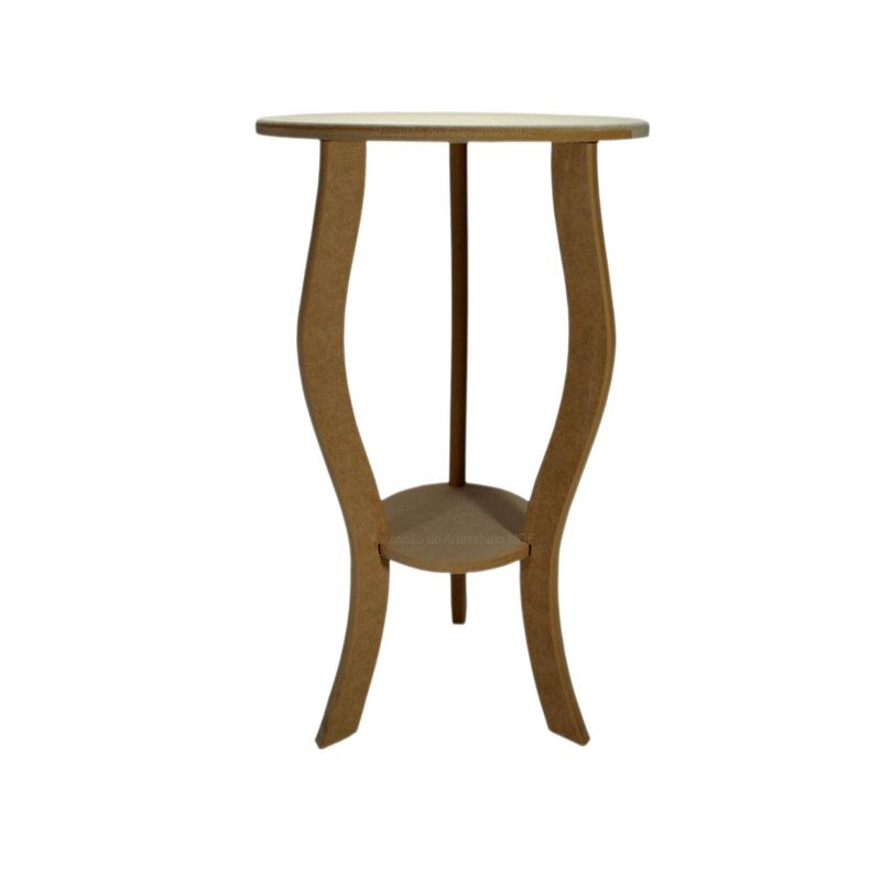 Mesinha Porta Vaso Redondo Liso G 70x28,5 Mdf Madeira