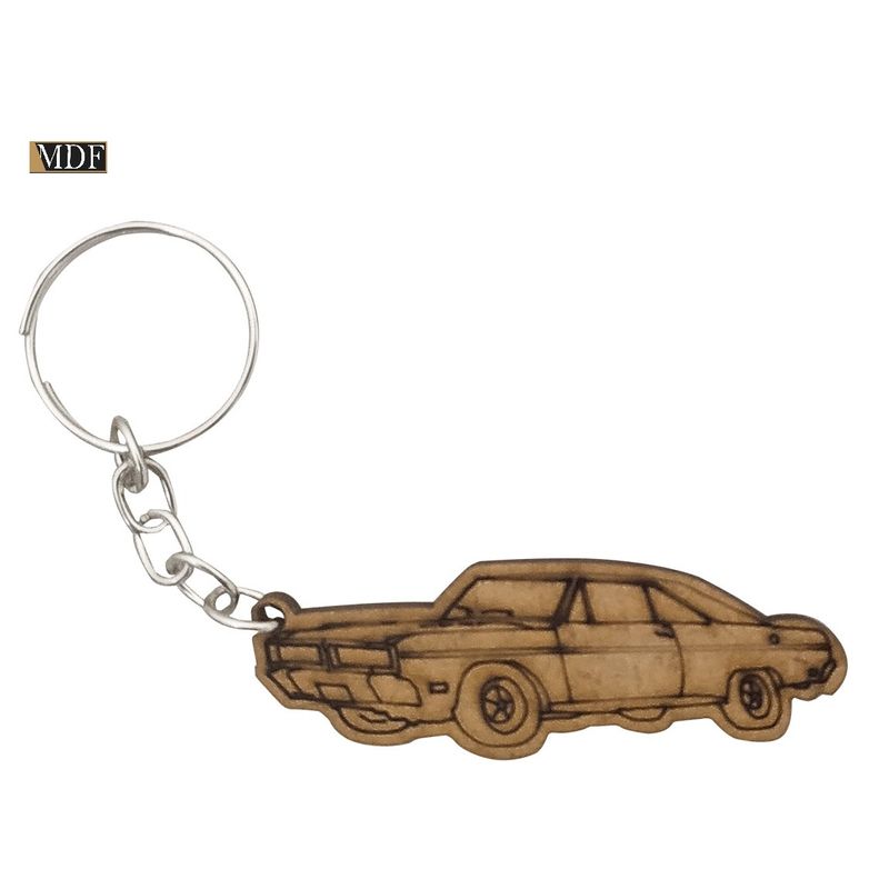 Kit 5 Chaveiro com Argola Carro Dodge Charger R/t 6cm Mdf Madeira