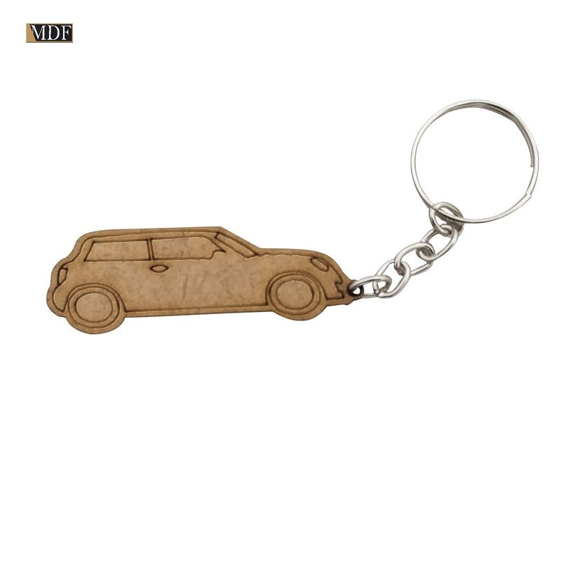 Kit 20 Chaveiro com Argola Carro Mini Cooper 6cm Mdf Madeira