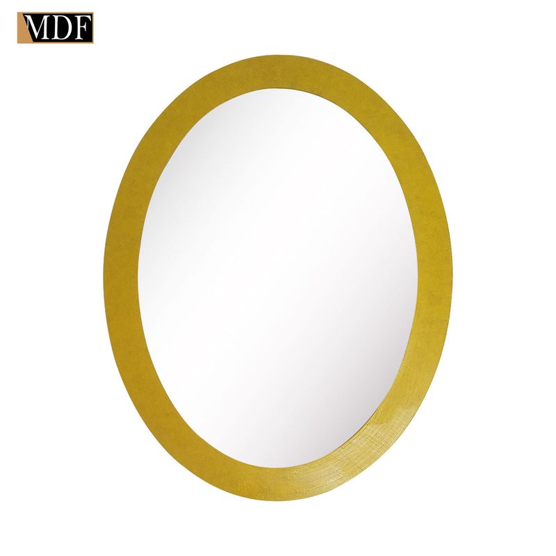 Espelho Oval com Moldura Multiuso 31x40 Mdf Madeira Decorada AMARELO RUSTICO