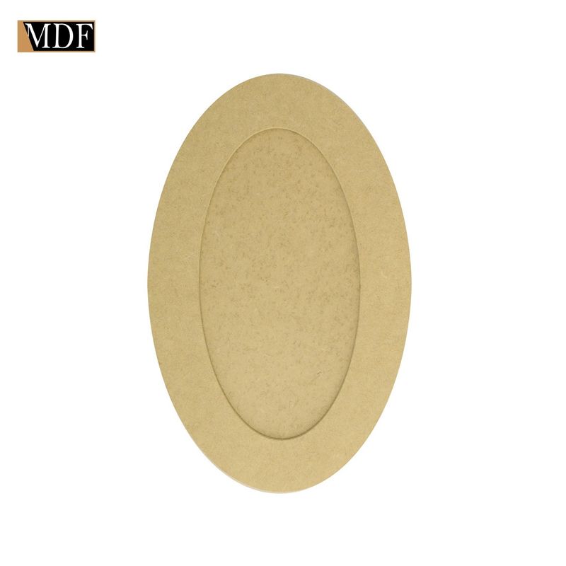 Quadro com Moldura Oval Fundo Removível P 25,5x16,5 Mdf 9mm Madeira