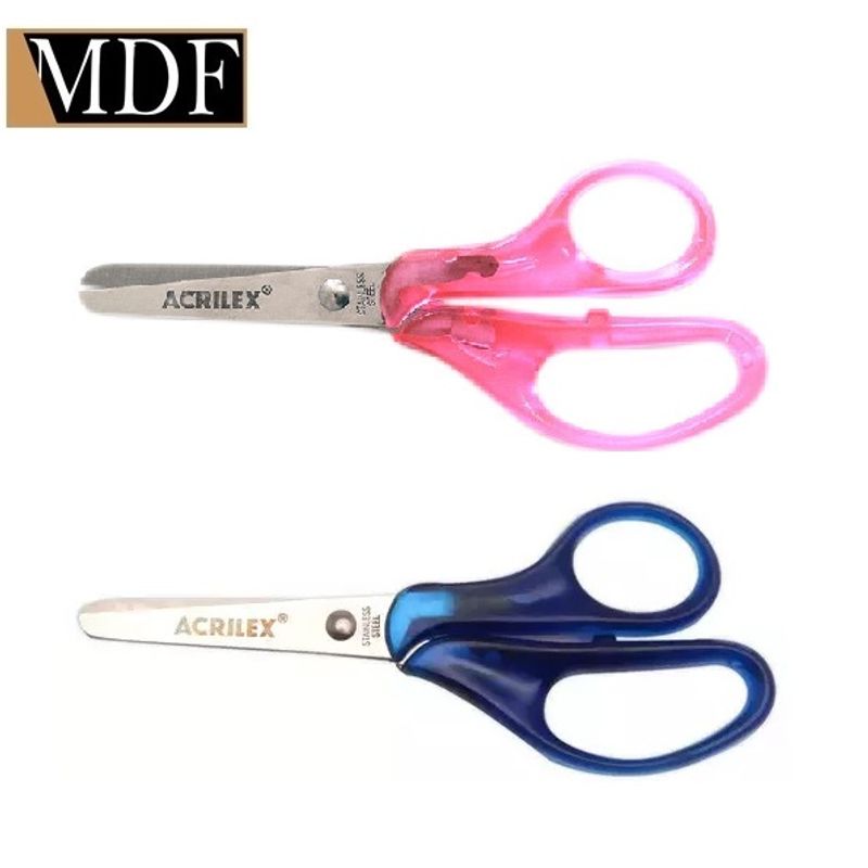 Tesoura Escolar 13cm Cabo Transparente Acrilex AZUL
