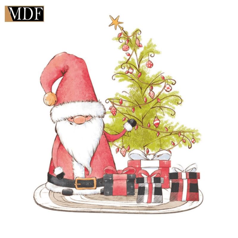 Aplique Decoupage em Mdf Natal Papai Noel e Árvore 8cm Apmn8-164 Litoarte