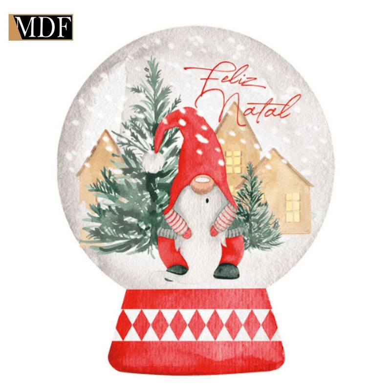 Aplique Decoupage em Mdf Natal Globo de Neve 8cm Apmn8-177 Litoarte