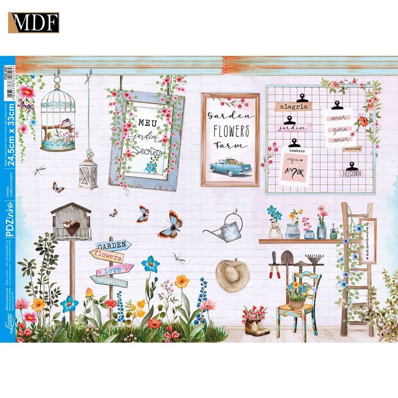 Kit 5 Papel Decoupage Flores do Campo Pdz-007 24,5x33cm Litoarte