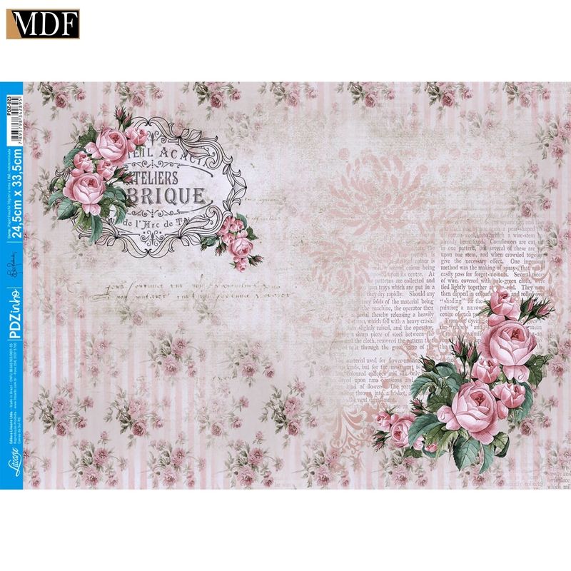 Papel Decoupage Rosas Vintage Pdz-023 24,5x33cm Litoarte