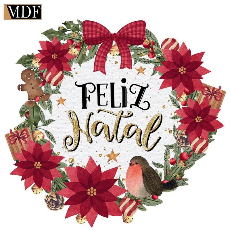 Aplique Decoupage Feliz Natal 10cm Apmn10-007 Litoarte