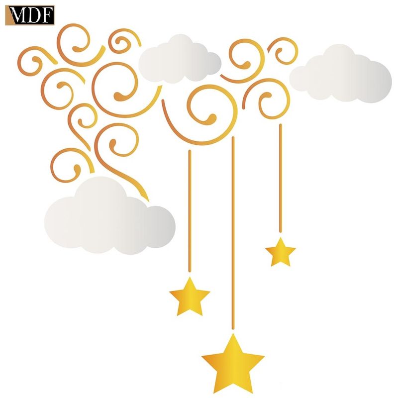 Stencil Pintura Nuvens, Estrelas e Arabescos Sta-109 14x14cm Litoarte