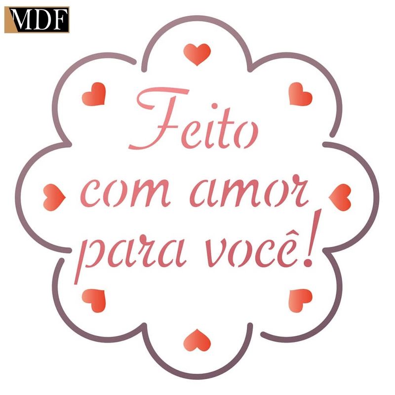 Stencil Pintura Selo Feito com Amor 10x10cm Stx-367 Litoarte